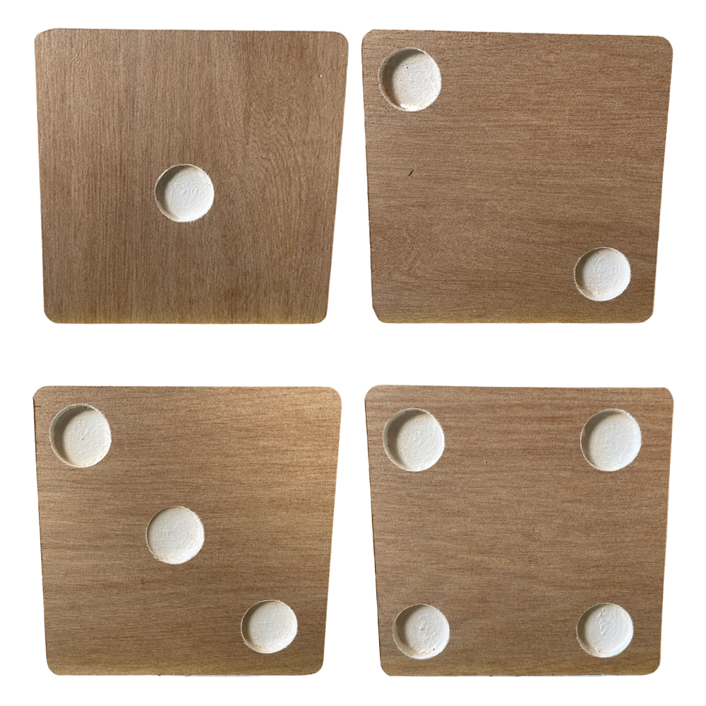 COASTERS RECYCLED RIMU "DICE" - SET OF SIX