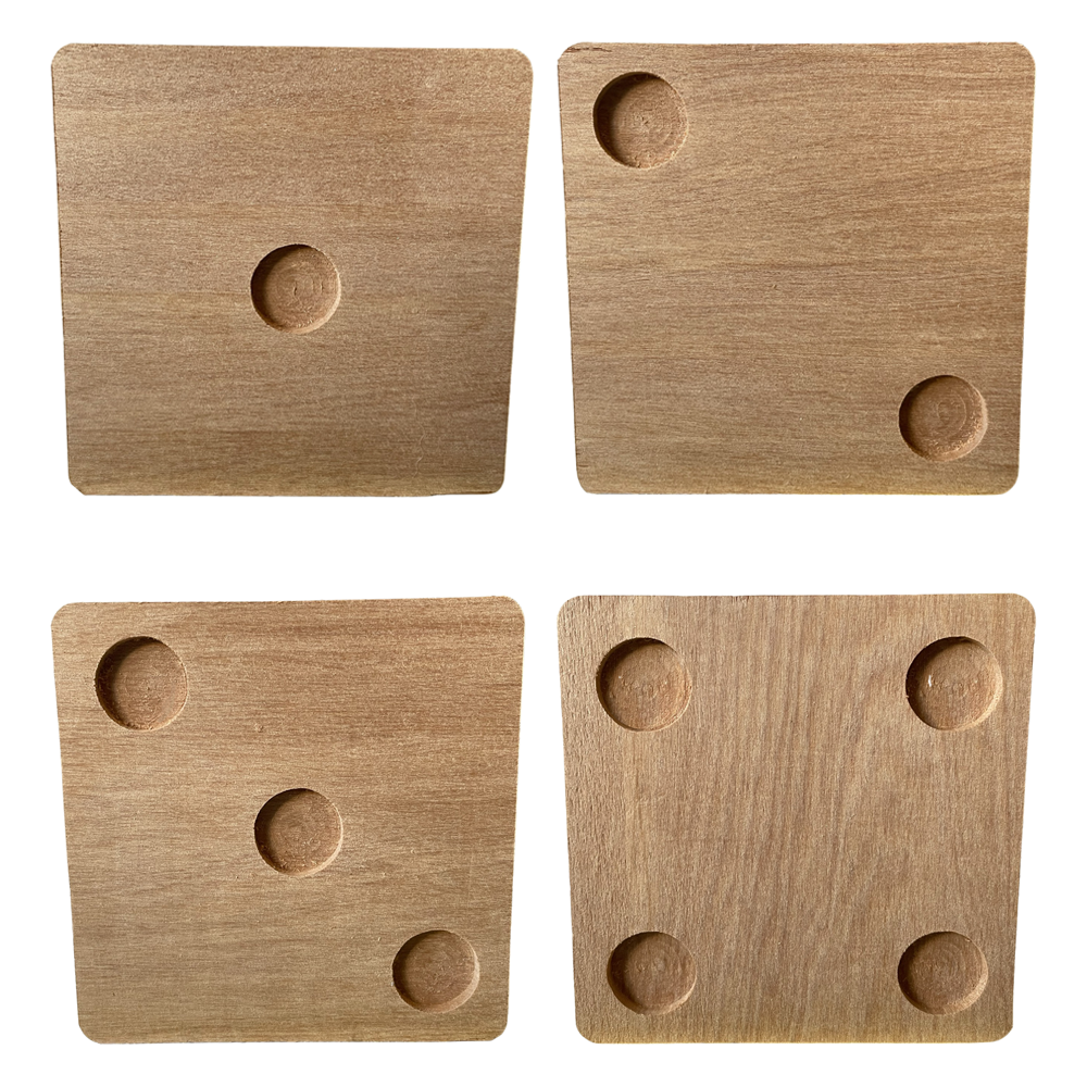 COASTERS RECYCLED RIMU "DICE" - SET OF SIX