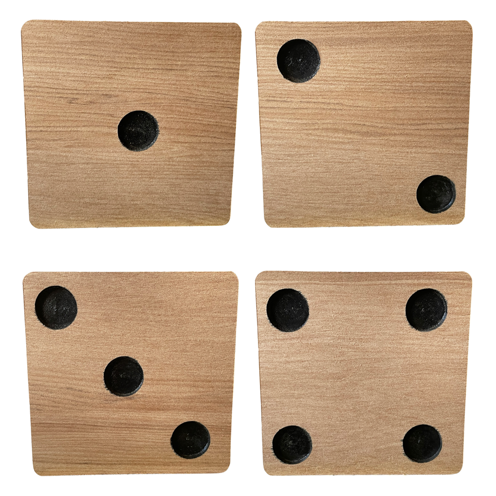 COASTERS RECYCLED RIMU "DICE" - SET OF SIX