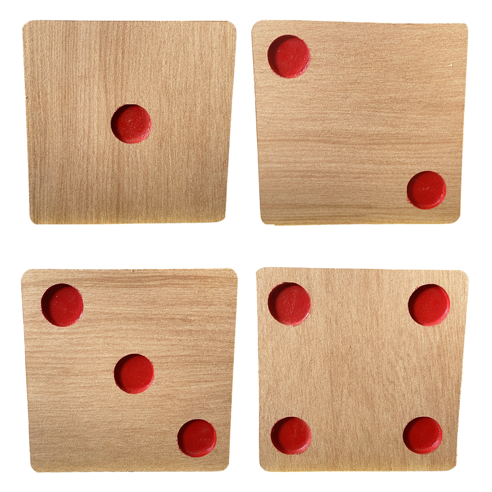 COASTERS RECYCLED RIMU "DICE" - SET OF SIX
